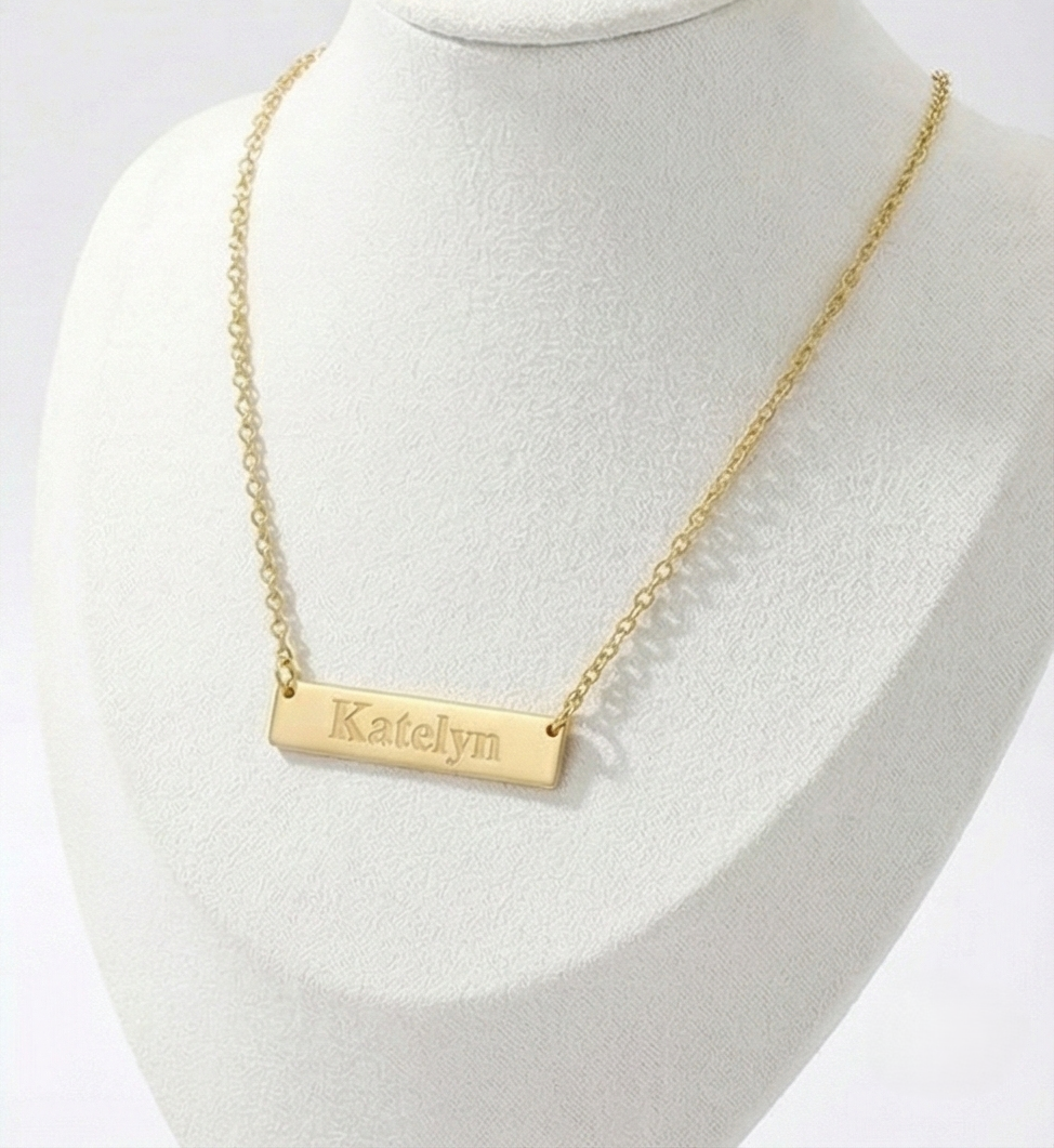 Personalized Horizontal Bar Necklace – Custom Name Jewelry