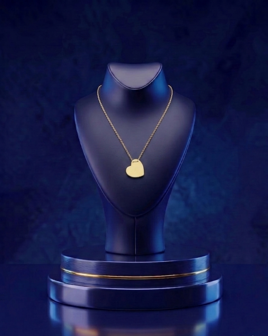 Minimalist yellow gold heart pendant necklace with soft satin finish and simple unique design, ideal for personalized luxury styling by CustomGolds INC