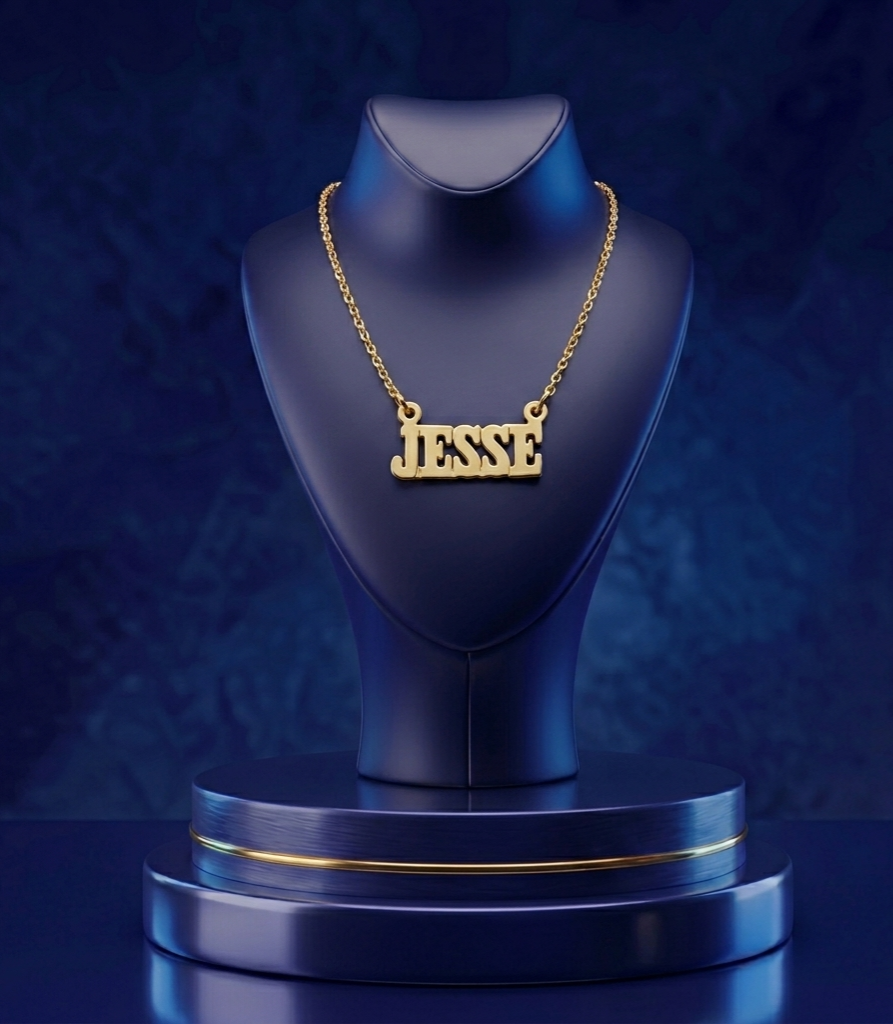 Custom English Name Necklace – Personalized 18k Gold Plated Gothic Nameplate Pendant – Jewelry Gift for Her