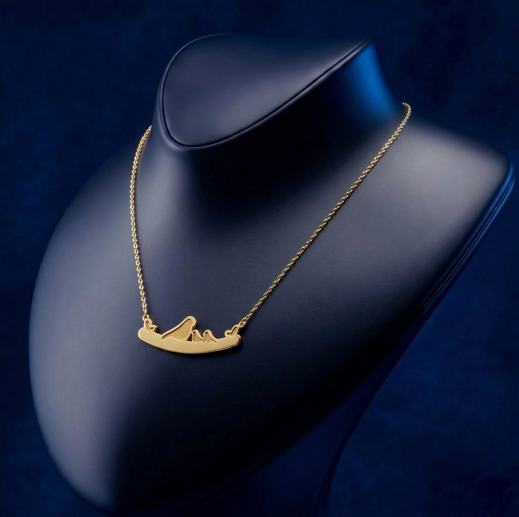 personalized gift – Personalized Minimalist Gold Bird Family Necklace, handcrafted fine jewelry with custom gold lettering, bespoke jewelry piece by CustomGolds INC