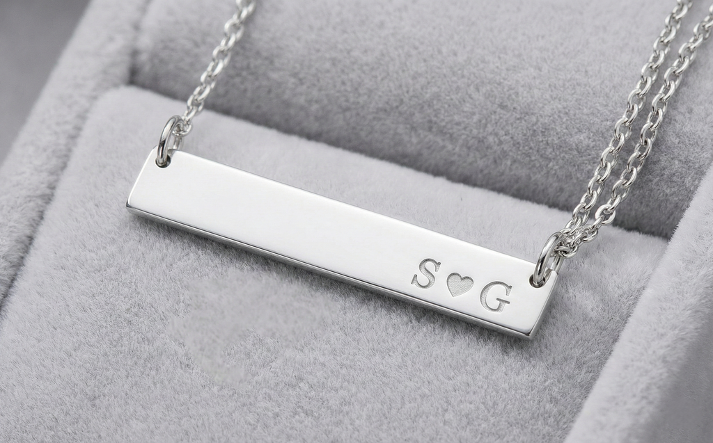 Personalized Horizontal Bar Necklace – Custom Name Jewelry