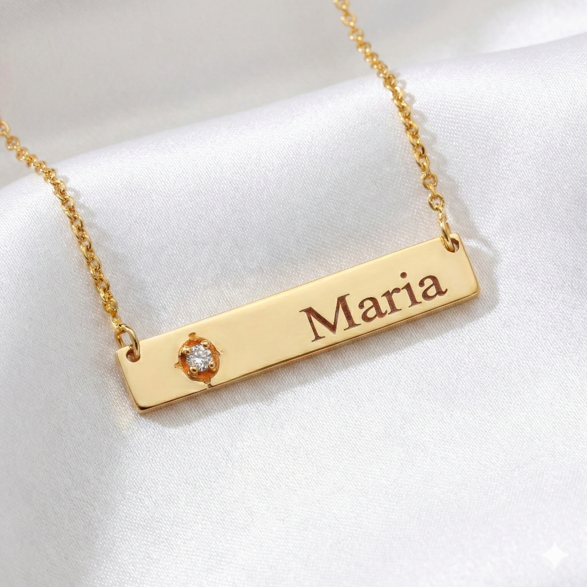 Personalized Horizontal Bar Necklace – Custom Name Jewelry