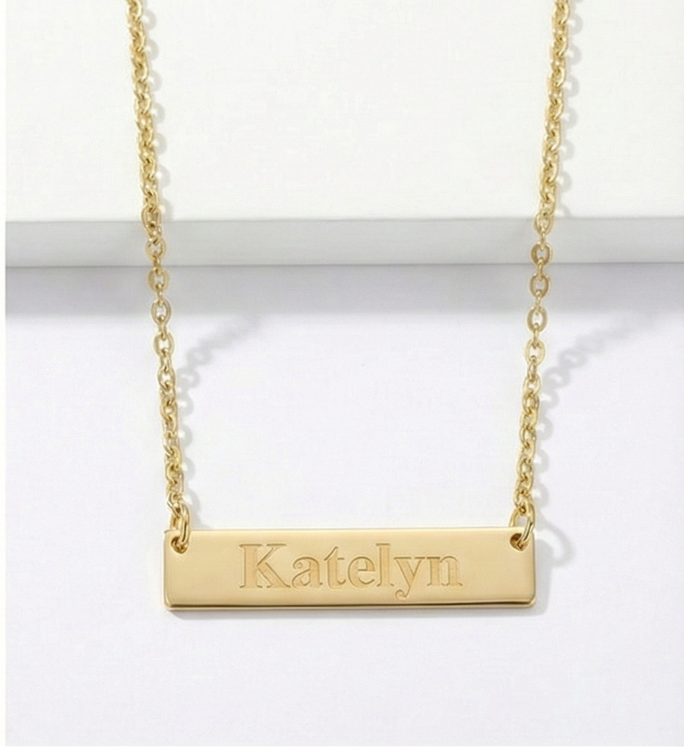 Personalized Horizontal Bar Necklace – Custom Name Jewelry