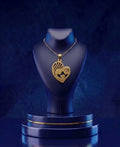 Custom Mother & Child Cutout Nameplate Necklace in 14k gold with high-polish finish, personalized nameplate jewelry by CustomGolds INC featuring handcrafted luxury design.
 