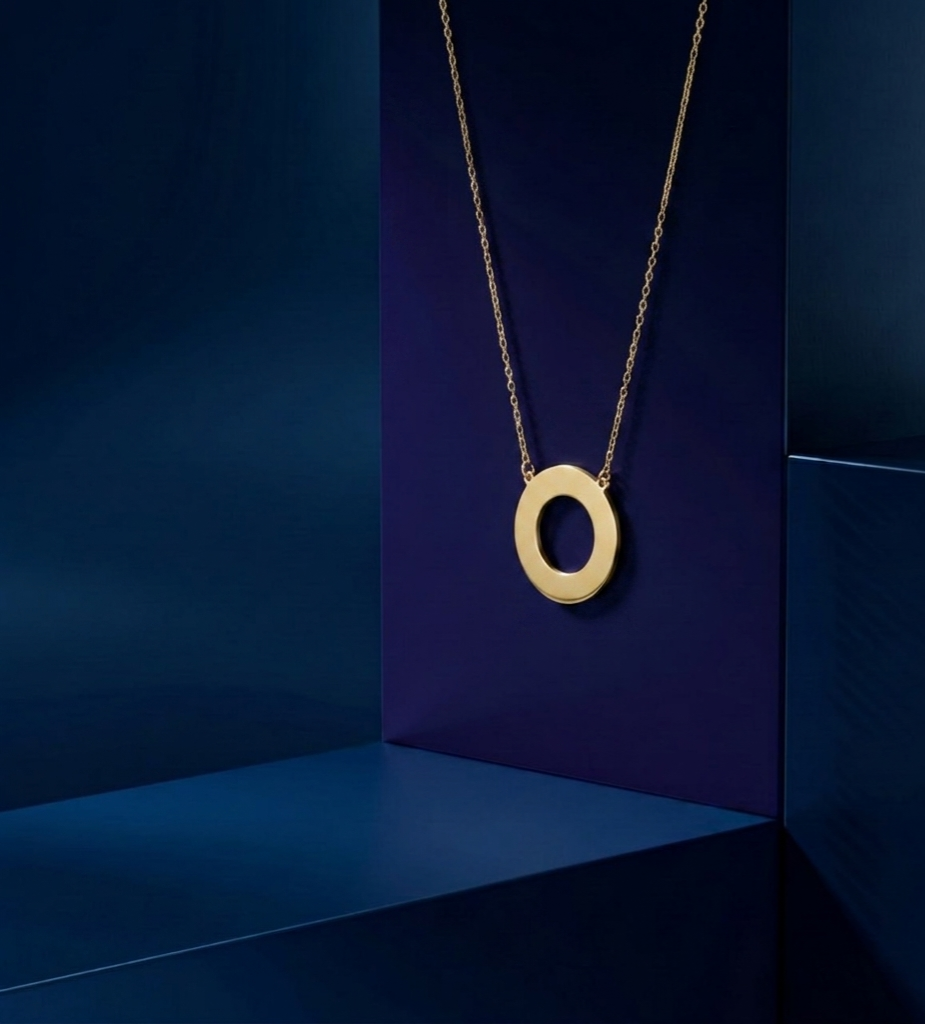 Master jeweler handcrafted open circle eternity necklace in 18K solid gold, luxury custom design with soft-polish satin finish, Los Angeles fine jewelry by CustomGolds INC