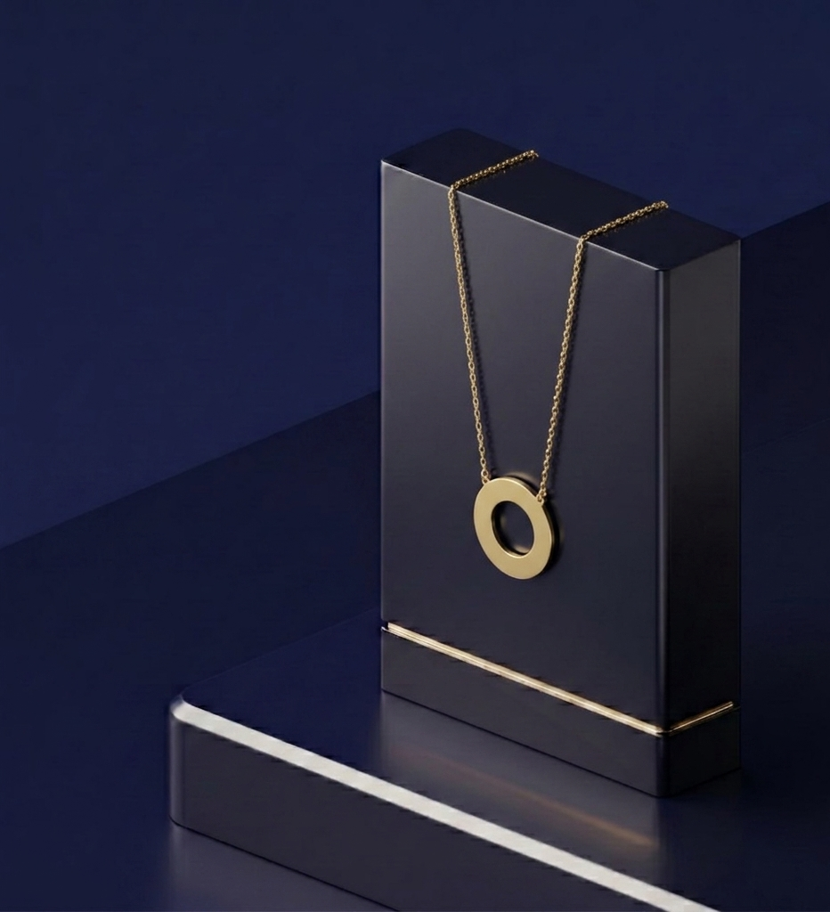 Bespoke minimalist karma pendant – open circle necklace in yellow gold custom jewelry, premium personalized jewelry and signature custom piece by CustomGolds INC