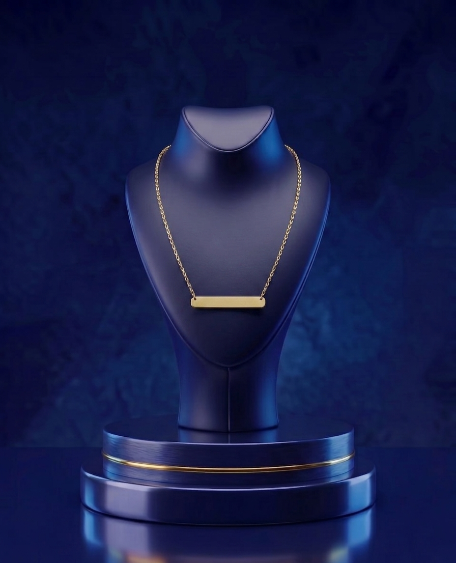 Luxury personalized gold necklace designed as a signature jewelry piece, featuring engraved nameplate and handcrafted detailing by master artisans at CustomGolds INC.