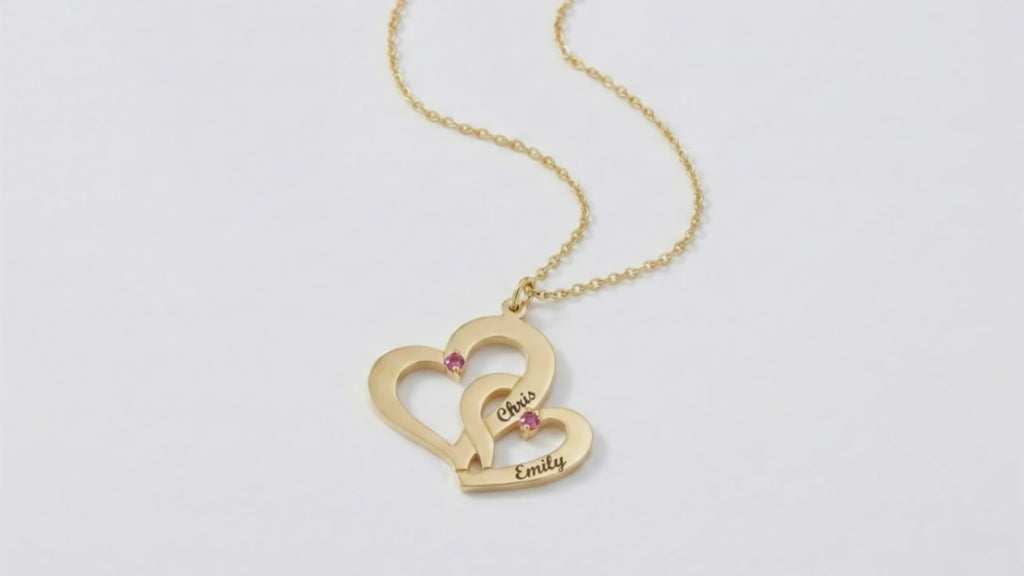 Personalized Interlocking Heart Name Necklace in Gold Vermeil.